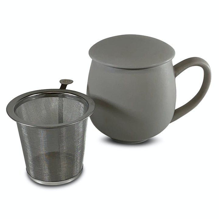 Teetasse Saara Matt - Grau mit Sieb